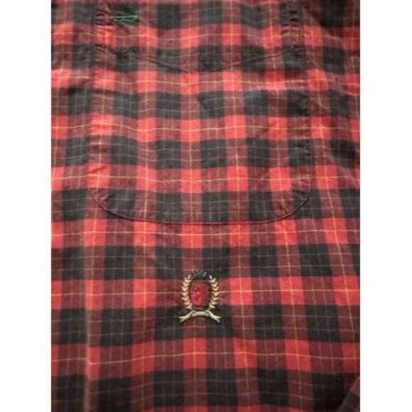 Vintage Tommy Hilfiger Shirt Mens Plaid Button Up Striped Crest Y2K Size XL - Picture 4 of 14